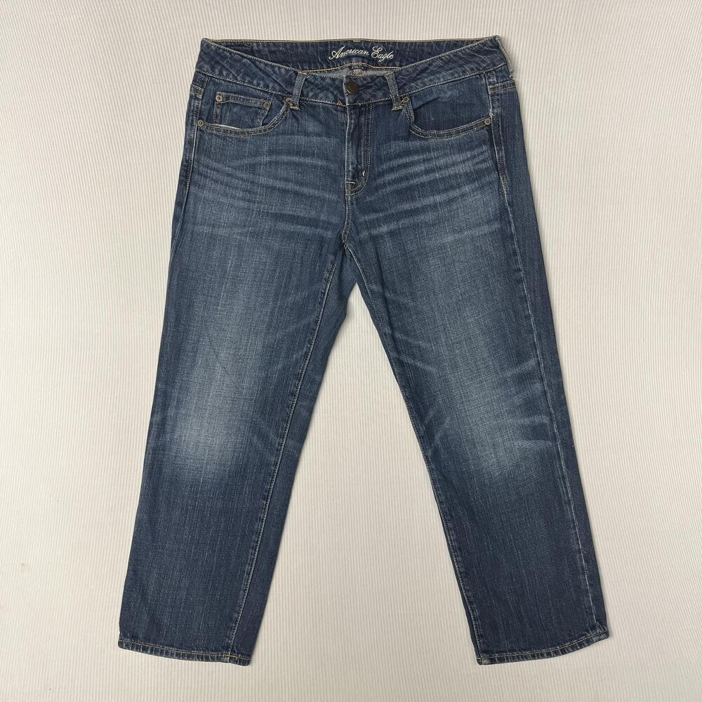 American Eagle Outfitters Jeans Womens 12 Blue Medium Wash Boyfriend Stretch
